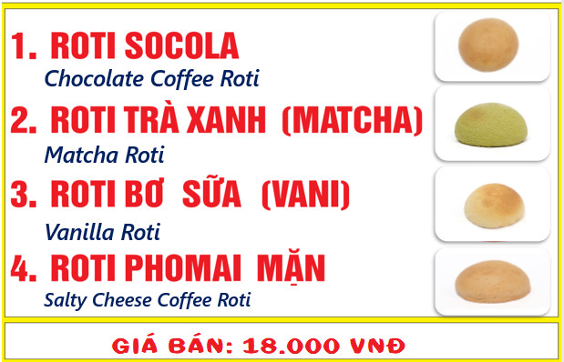 Menu bánh King Roti